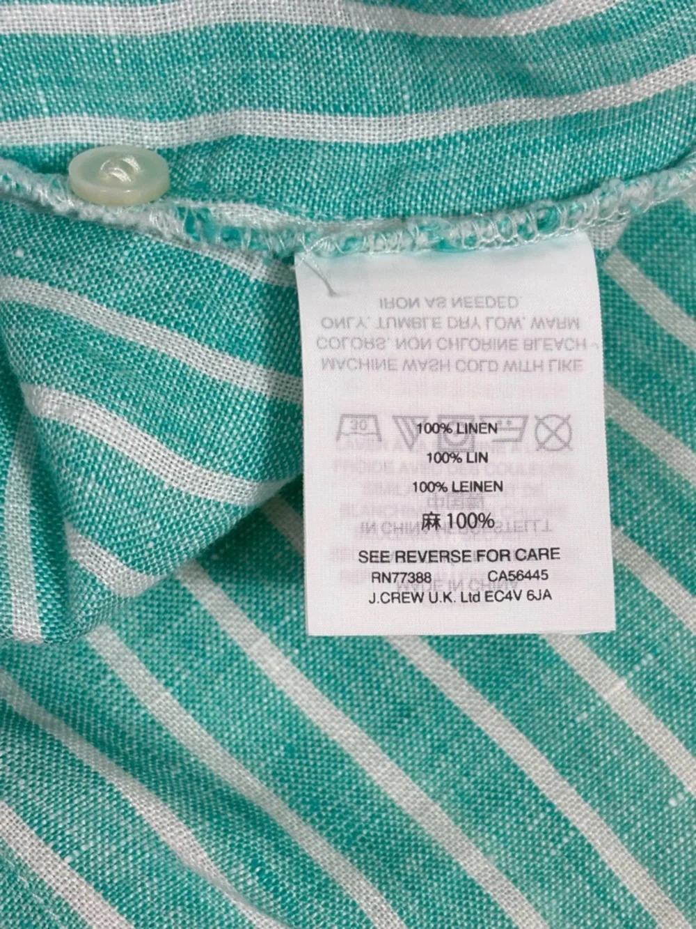 J Crew Blue Baird McNutt 100% Irish Linen Long Sleeve Button Up Shirt Sz 6
